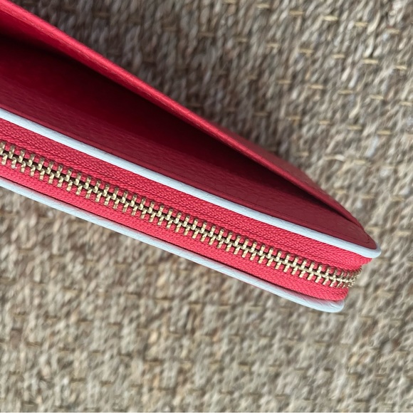 Kate Spade Poppy Pink and White Tasselled Leather Clutch - Picture 12 of 13